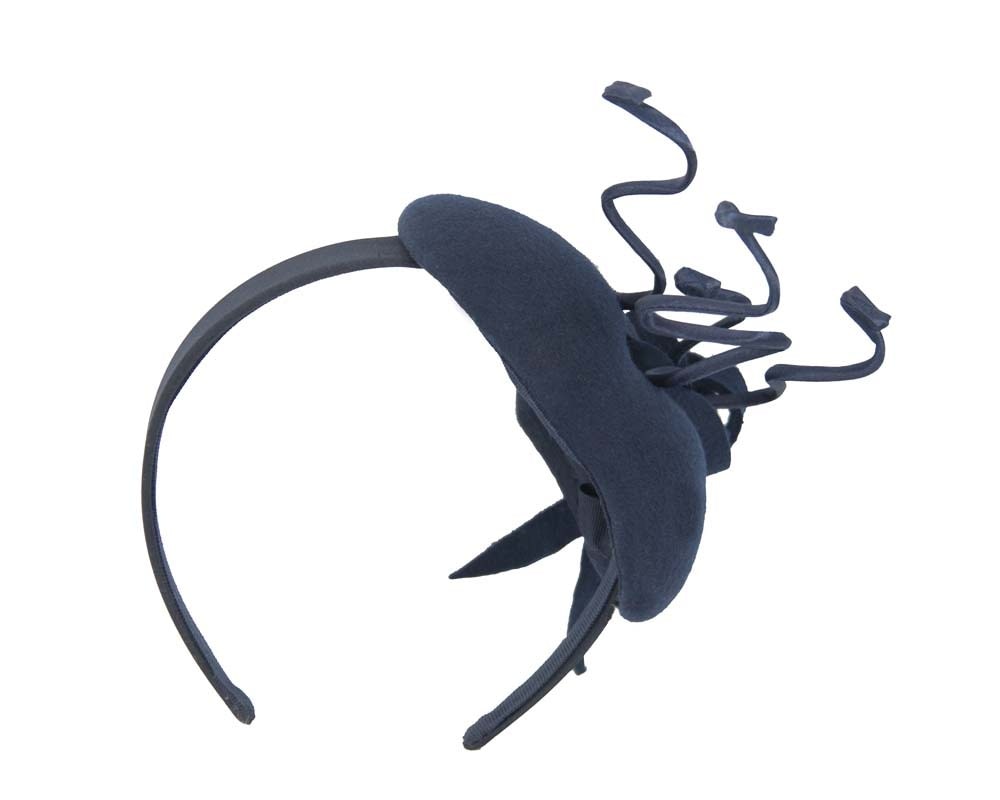 Navy felt winter racing fascinator