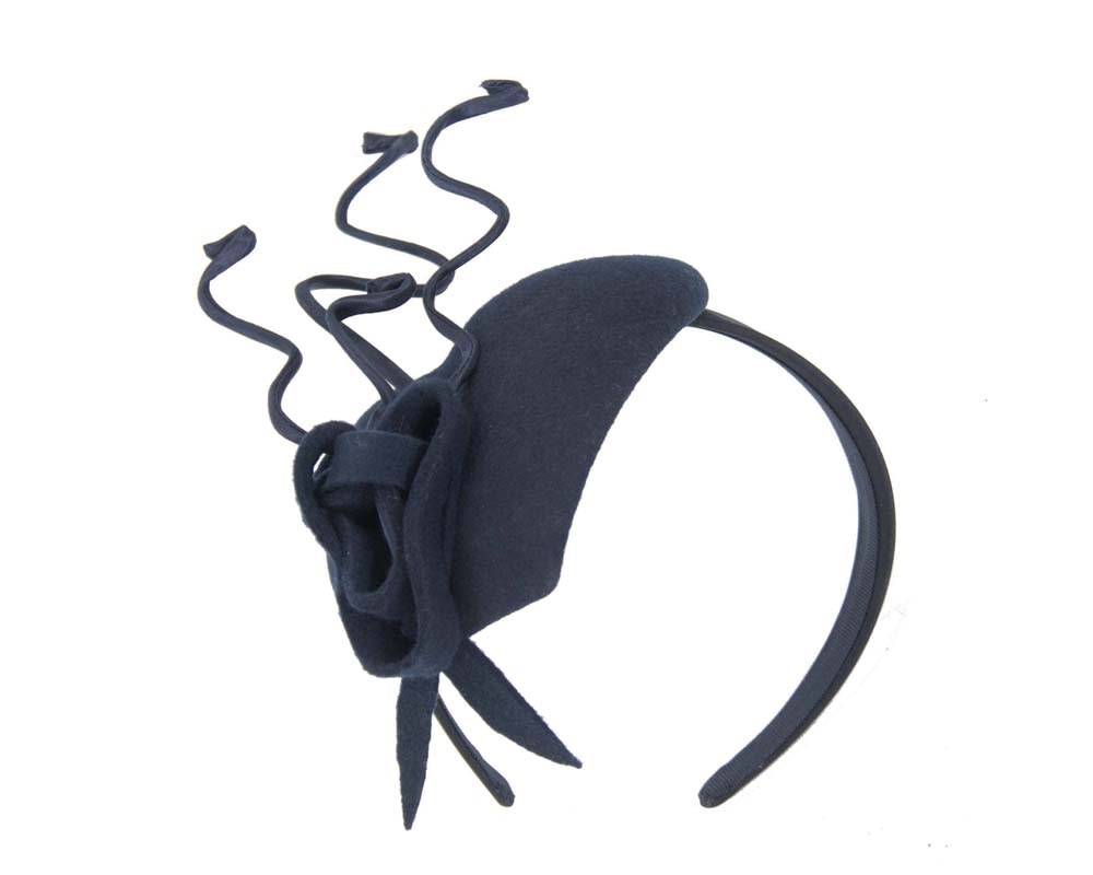 Navy felt winter racing fascinator