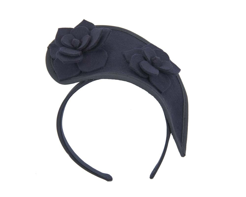 Fascinators Online - Navy felt crown fascinator