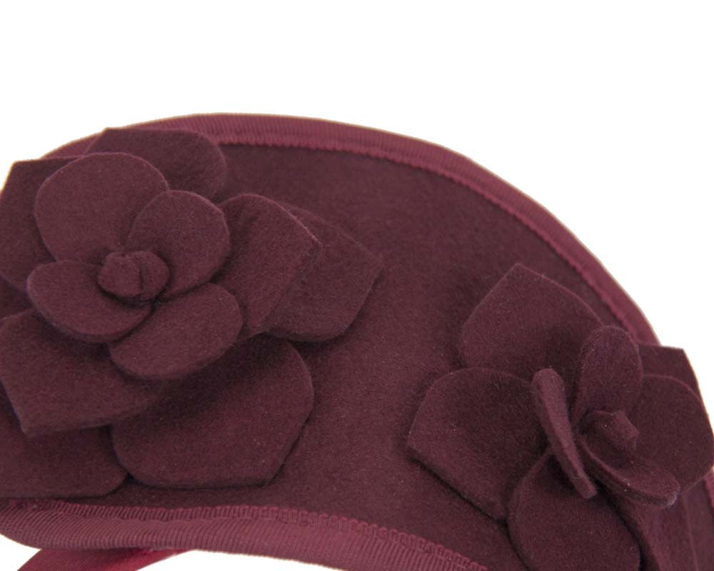 Burgundy wine felt crown fascinator - Fascinators Online Burgundy wine felt crown fascinator - Image 3