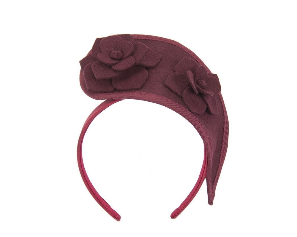 Fascinators Online - Burgundy wine felt crown fascinator