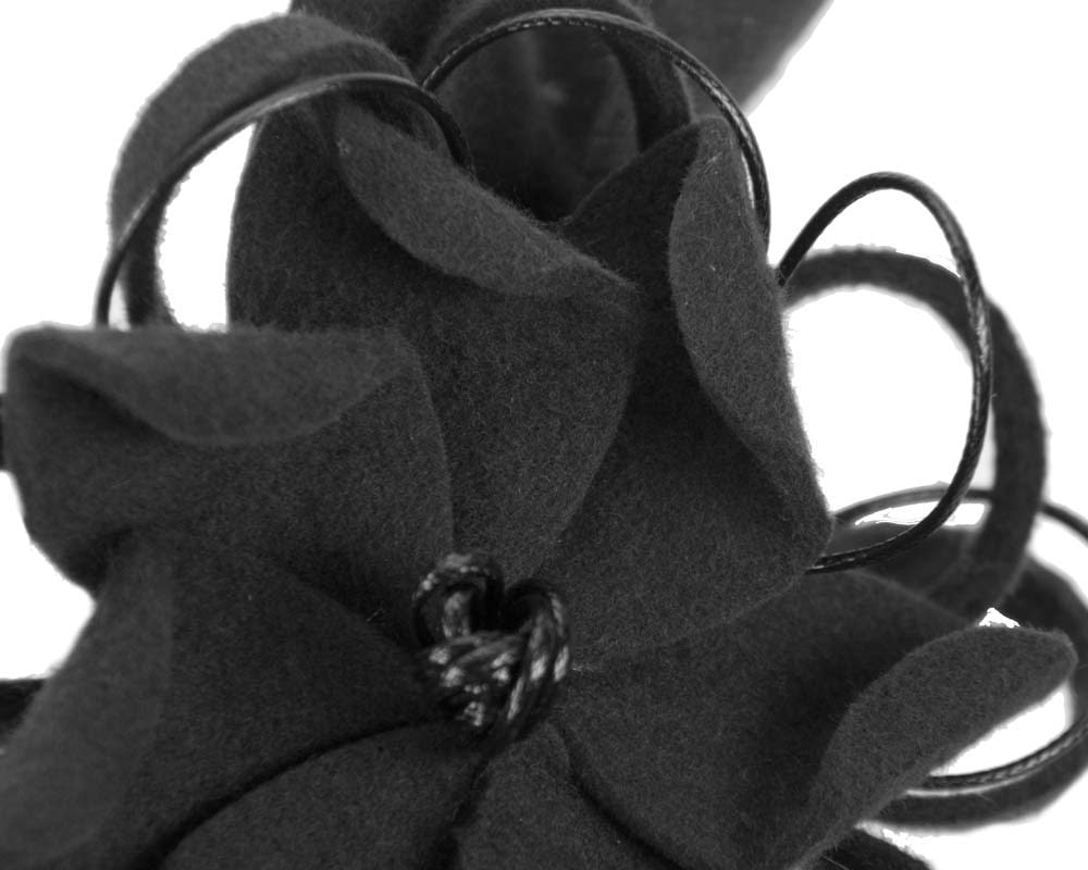 Black felt flower fascinator headband - Fascinators Online Black felt flower fascinator headband - Image 3