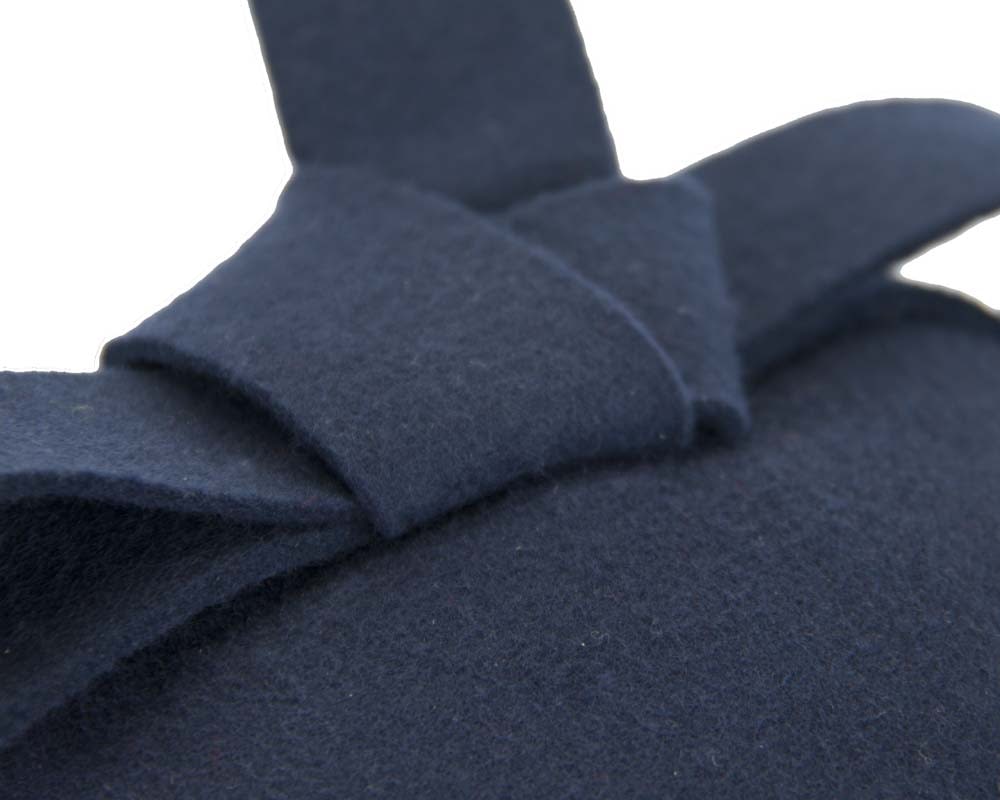 Navy winter pillbox with bow - Fascinators Online Navy winter pillbox with bow - Image 5