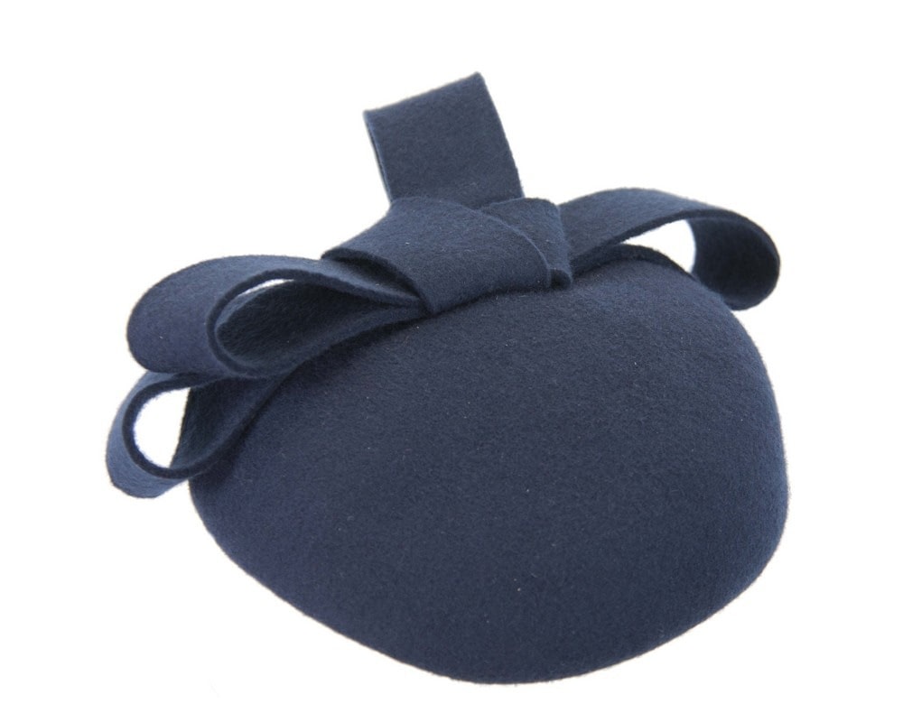 Fascinators Online - Navy winter pillbox with bow