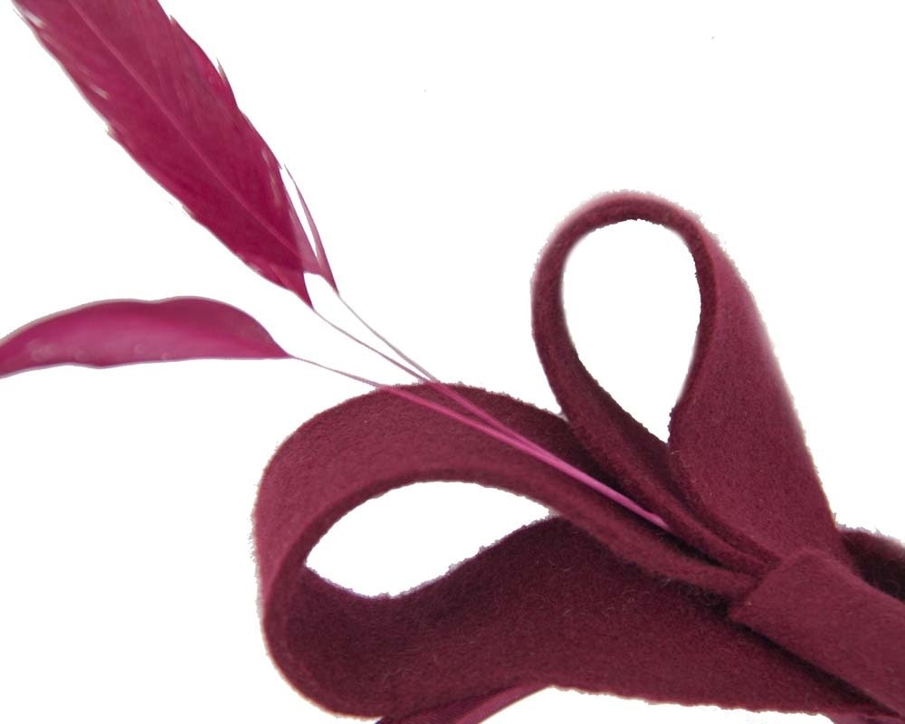 Wine felt bow winter fascinator - Fascinators Online Wine felt bow winter fascinator - Image 4