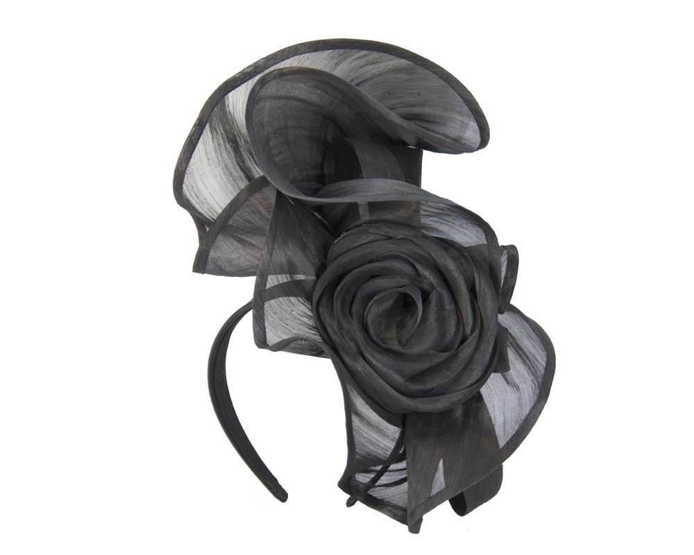 Fascinators Online - Black sculptured silk abaca fascinator by Fillies Collection