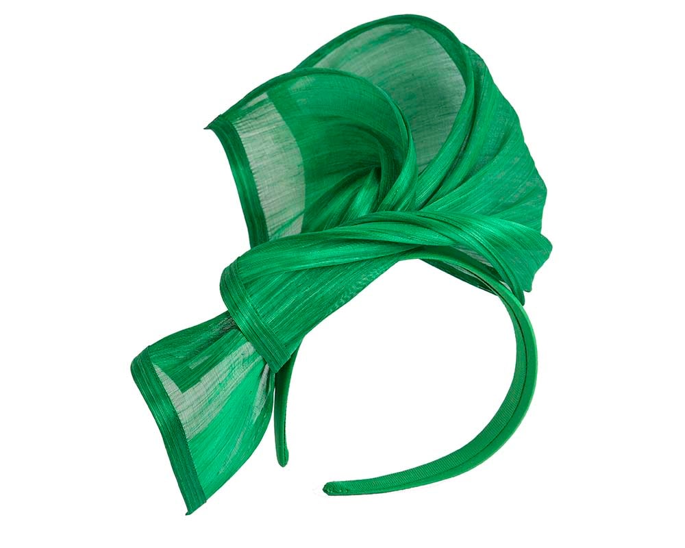 Fascinators Online - Green twists of silk abaca fascinator by Fillies Collection