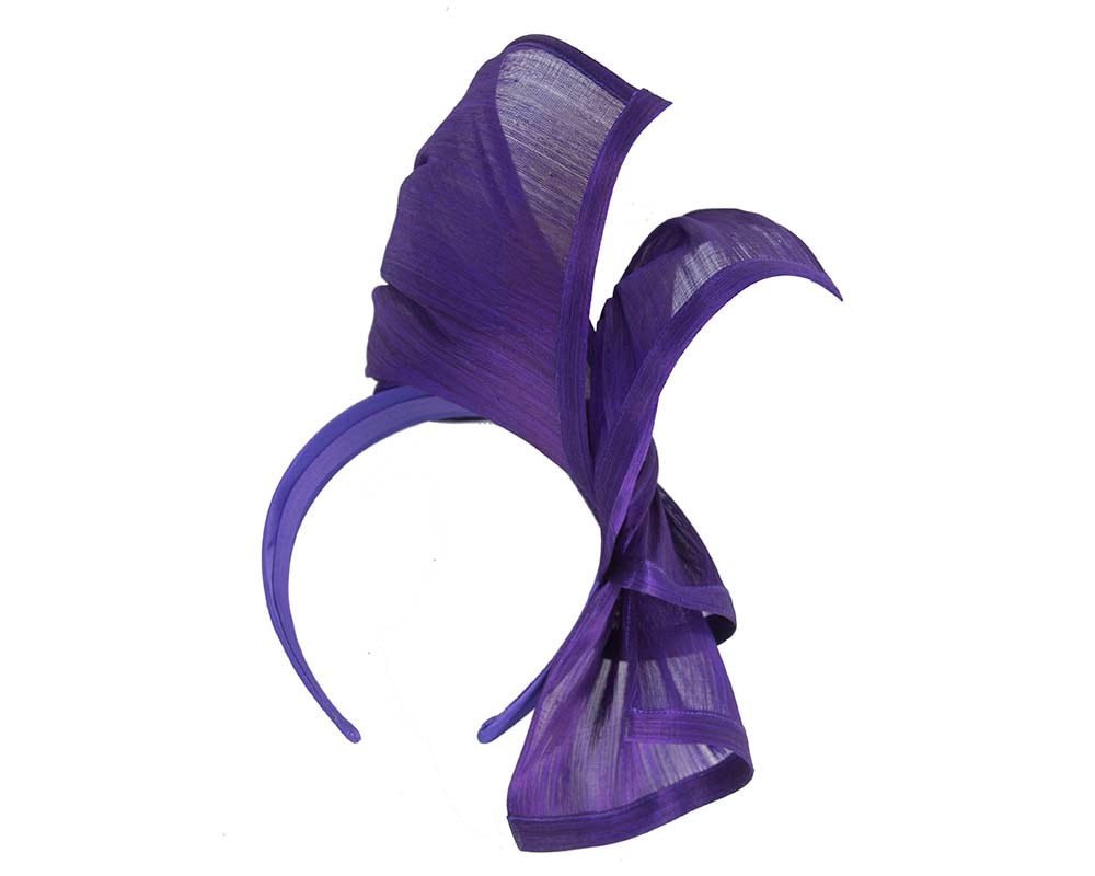 Purple twists of silk abaca fascinator by Fillies Collection - Image 4