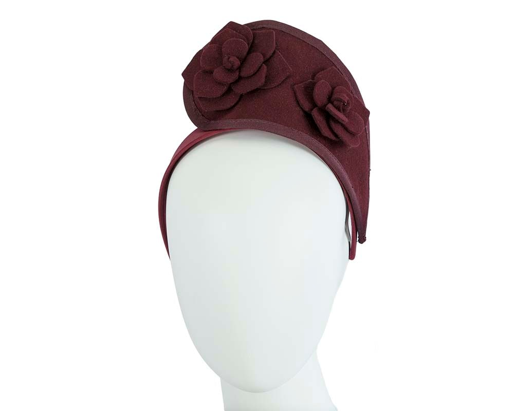 Fascinators Online - Burgundy wine felt crown fascinator