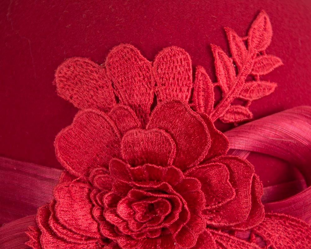 Exclusive red felt cloche hat with lace by Fillies Collection - Image 6