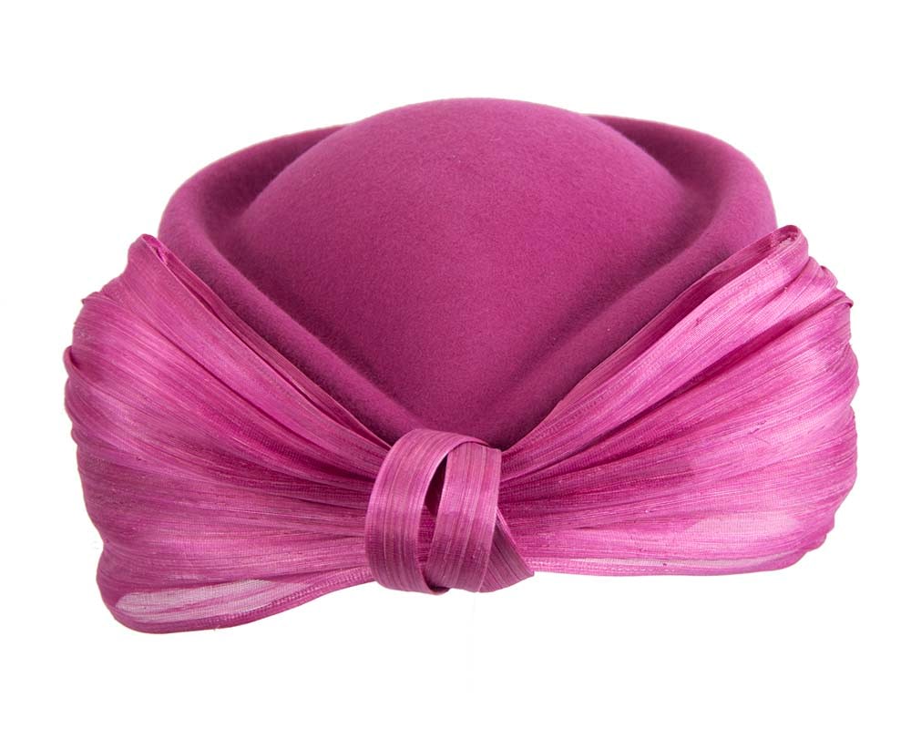 Fuchsia felt ladies fashion beret hat with bow by Fillies Collection - Fascinators Online Fuchsia felt ladies fashion beret hat with bow by Fillies Collection - Image 8