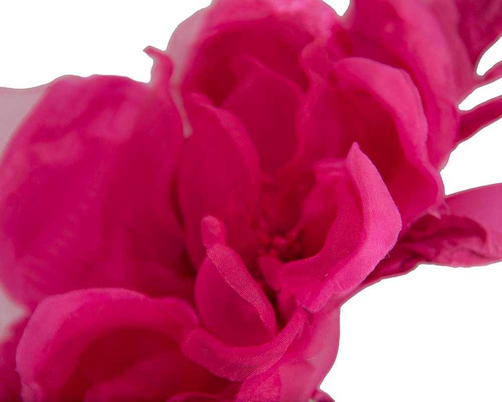 Fuchsia Silk Flower Fascinator by Fillies Collection - Image 3