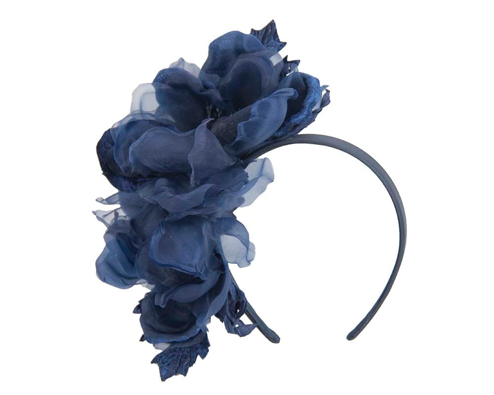 Fascinators Online - Navy Silk Flower Fascinator by Fillies Collection
