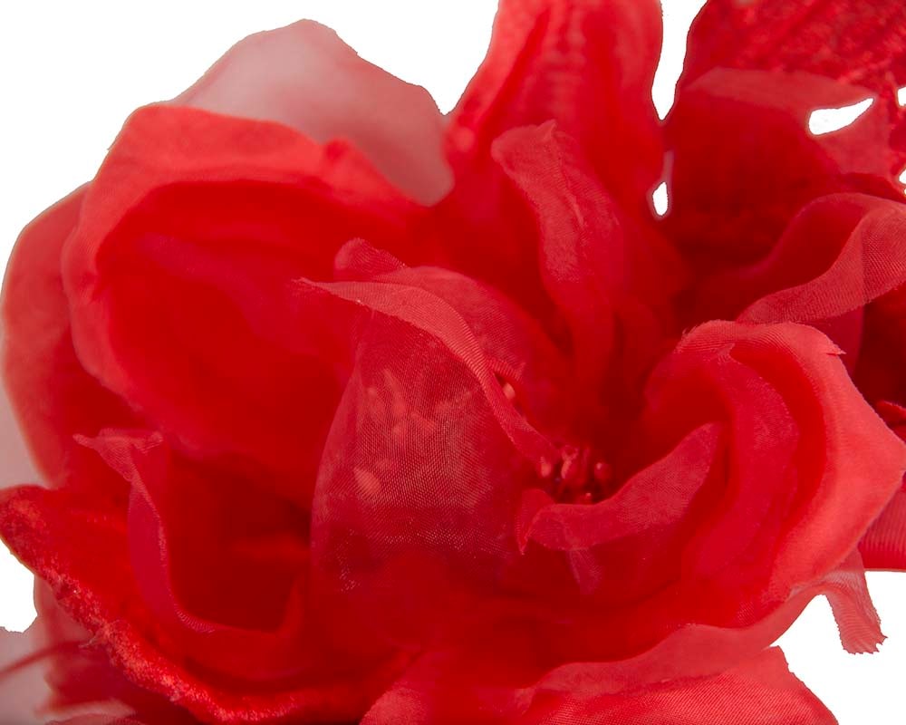 Red Silk Flower Fascinator by Fillies Collection - Fascinators Online Red Silk Flower Fascinator by Fillies Collection - Image 3