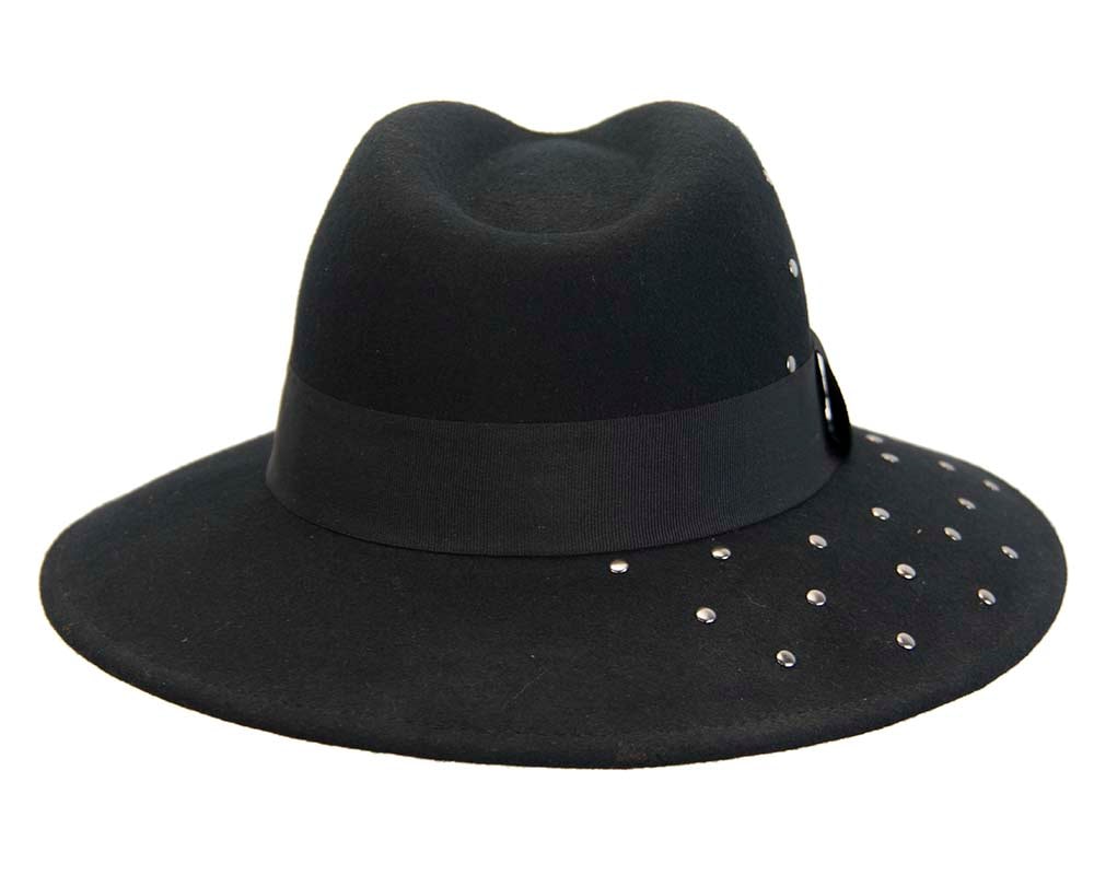 Wide brim black felt fedora hat by Max Alexander - Image 4