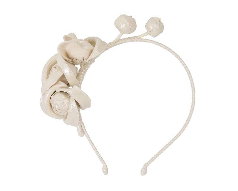 Fascinators Online - Cream leather flowers headband by Max Alexander