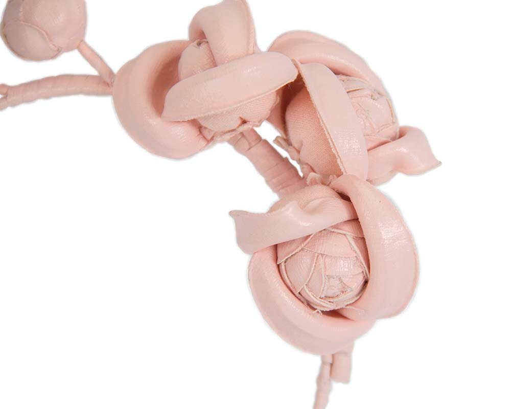 Pink leather flowers headband by Max Alexander - Fascinators Online Pink leather flowers headband by Max Alexander - Image 3