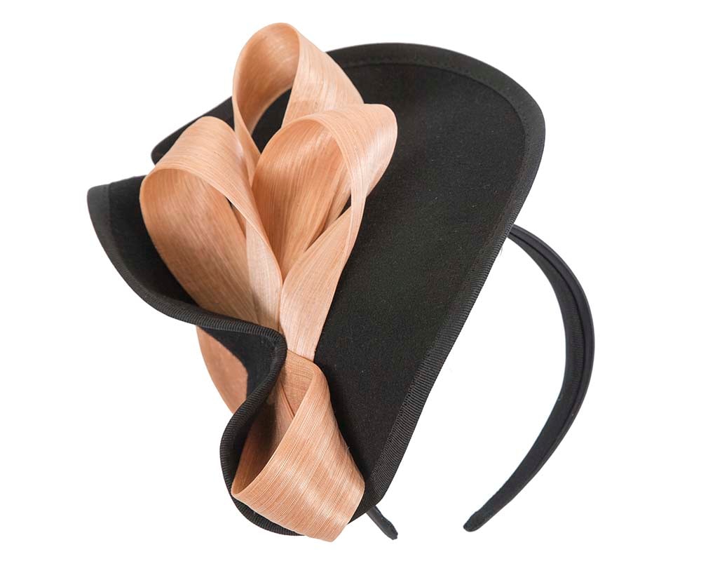 Fascinators Online - Black felt twist with nude bow by Fillies Collection