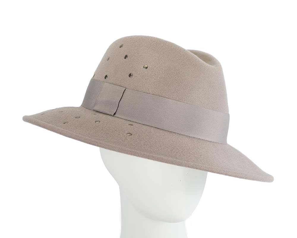 Fascinators Online - Wide brim grey felt fedora hat by Max Alexander