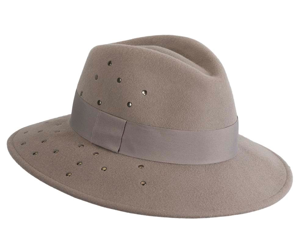 Fascinators Online - Wide brim grey felt fedora hat by Max Alexander