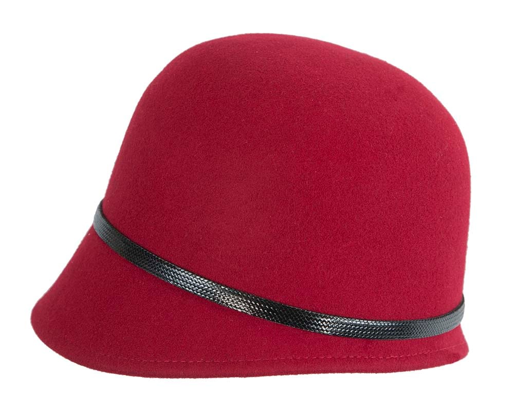 Red felt cloche hat by Max Alexander - Fascinators Online Red felt cloche hat by Max Alexander - Image 3