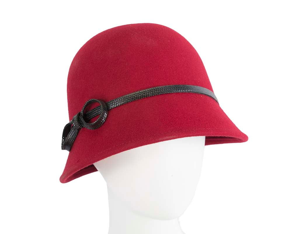Fascinators Online - Red felt cloche hat by Max Alexander