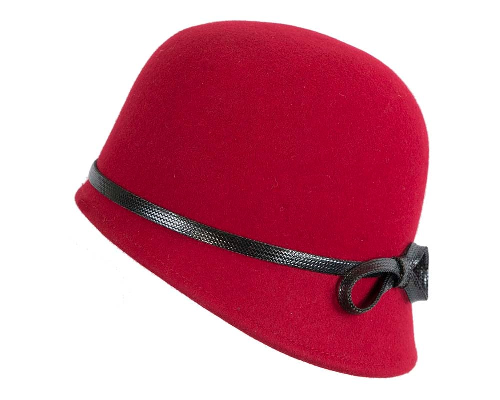 Fascinators Online - Red felt cloche hat by Max Alexander