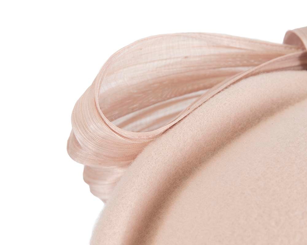 Beige felt ladies fashion beret hat with bow by Fillies Collection - Fascinators Online Beige felt ladies fashion beret hat with bow by Fillies Collection - Image 5