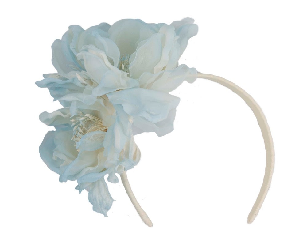 Fascinators Online - Light Blue Silk Flower Fascinator by Fillies Collection