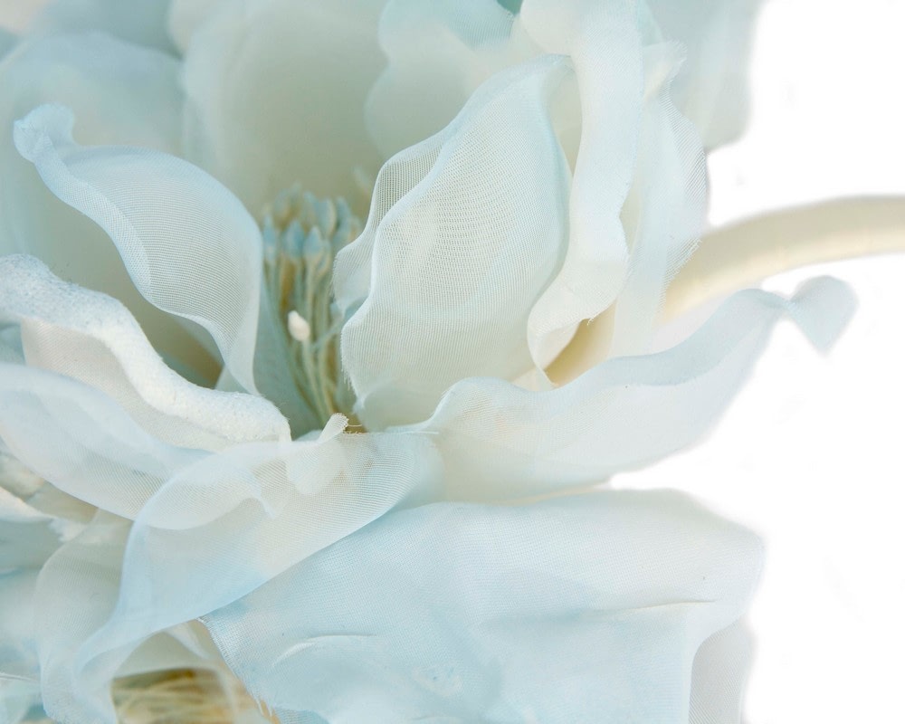 Light Blue Silk Flower Fascinator by Fillies Collection - Fascinators Online Light Blue Silk Flower Fascinator by Fillies Collection - Image 3