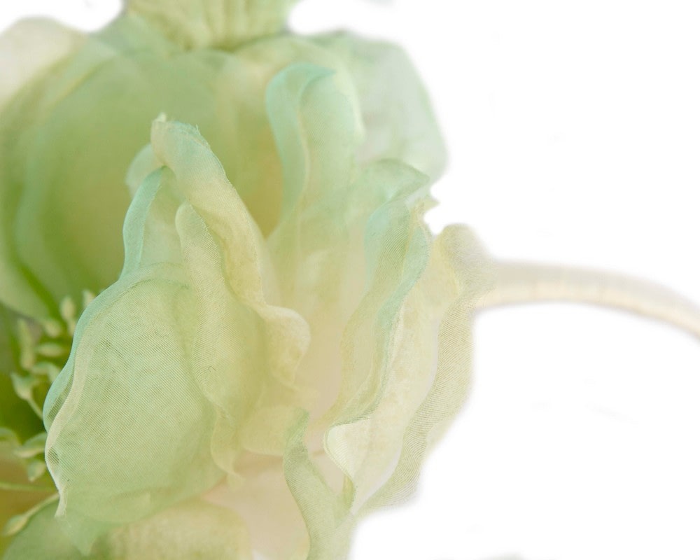 Light Green Silk Flower Fascinator by Fillies Collection - Fascinators Online Light Green Silk Flower Fascinator by Fillies Collection - Image 3