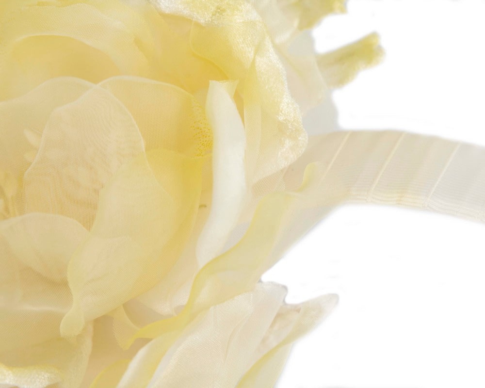 Light Yellow Silk Flower Fascinator by Fillies Collection - Fascinators Online Light Yellow Silk Flower Fascinator by Fillies Collection - Image 3