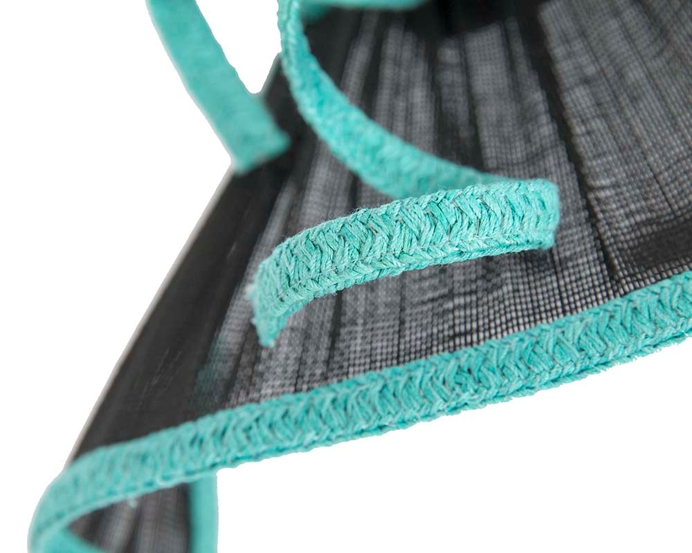 Large black & turquoise jinsin racing fascinator by Fillies Collection - Fascinators Online Large black & turquoise jinsin racing fascinator by Fillies Collection - Image 4