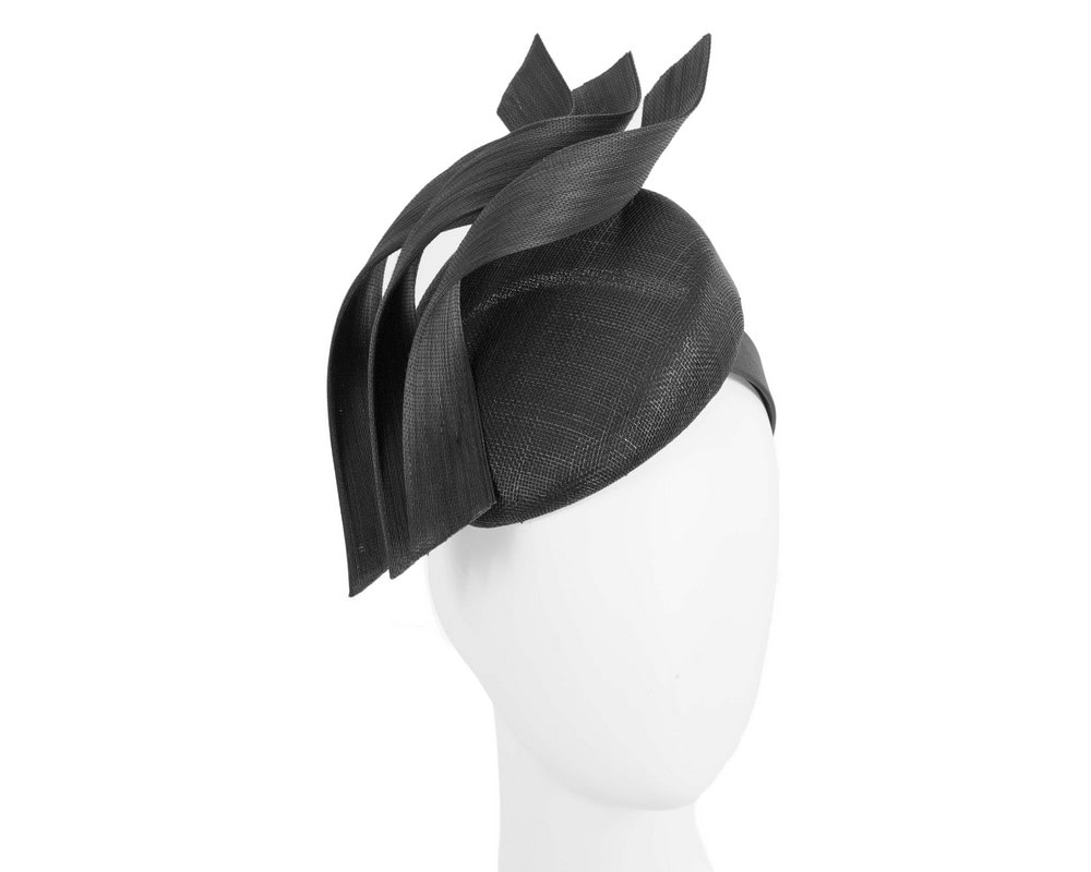 Fascinators Online - Black pillbox racing fascinator with jinsin trim by Fillies Collection