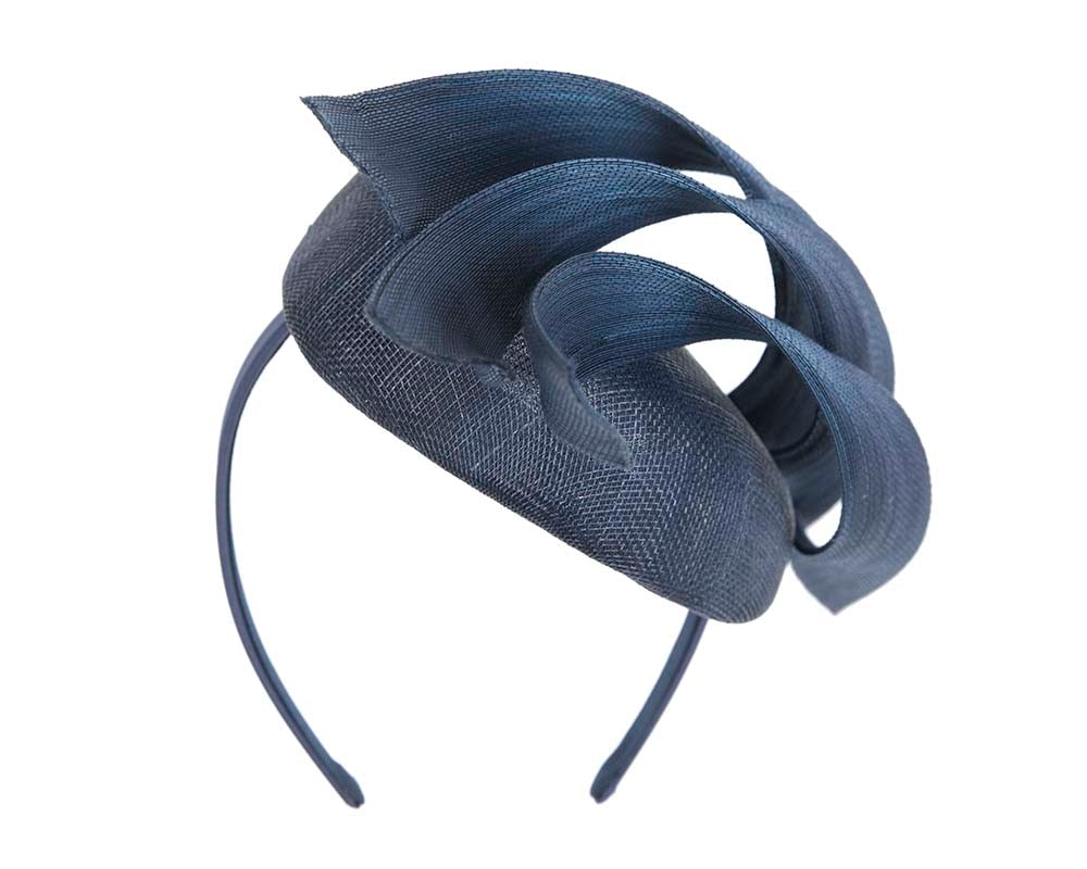 Navy pillbox racing fascinator with jinsin trim by Fillies Collection - Image 6
