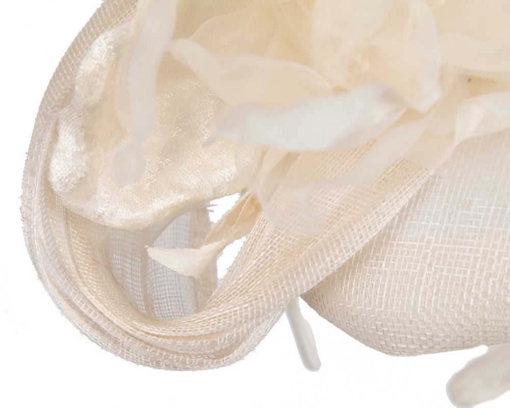 Fascinators Online - Cream pillbox fascinator with large flower by Fillies Collection