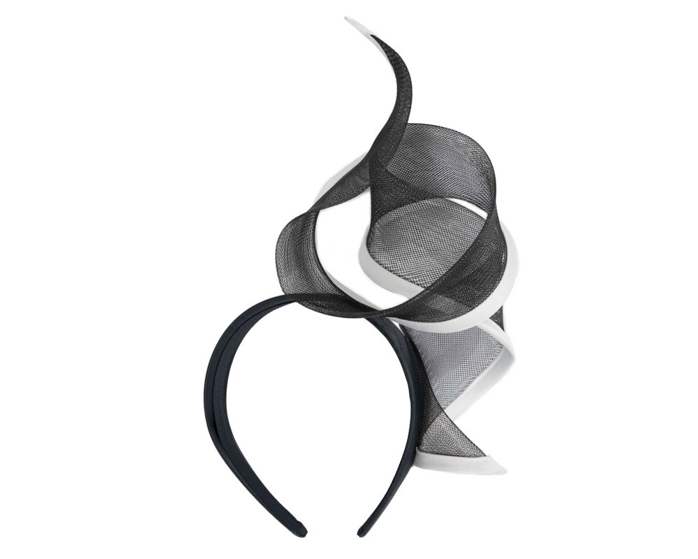 Twisted black & white racing fascinator by Fillies Collection - Image 4
