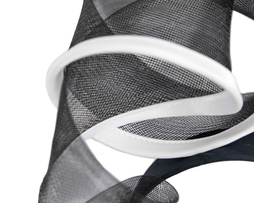 Twisted black & white racing fascinator by Fillies Collection - Image 3