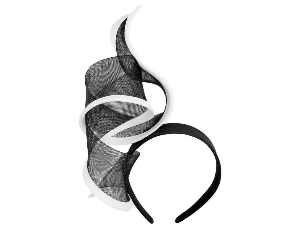 Fascinators Online - Twisted black & white racing fascinator by Fillies Collection