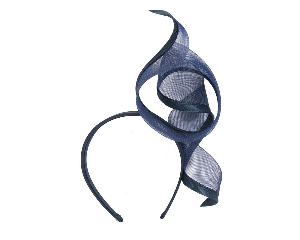 Twisted navy racing fascinator by Fillies Collection - Image 4