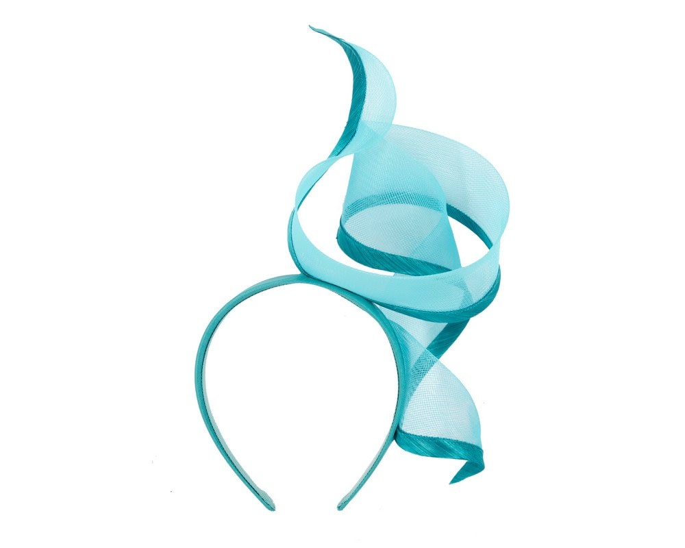Twisted turquoise racing fascinator by Fillies Collection - Image 4