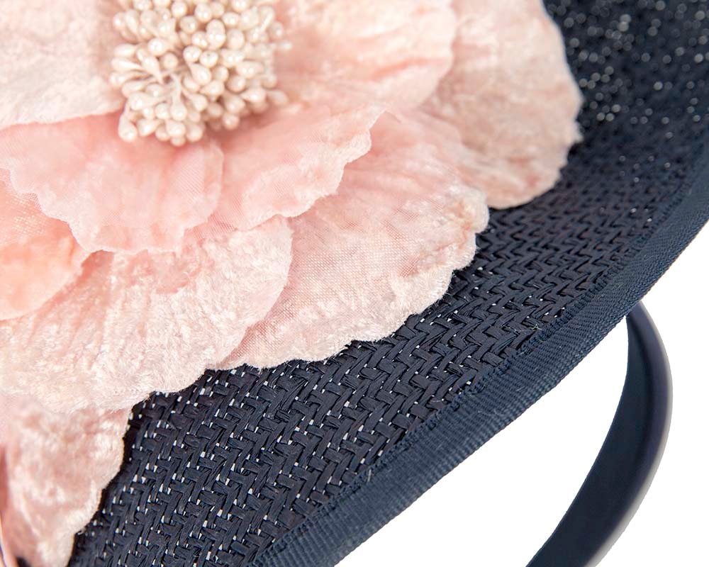 Bespoke large navy & pink flower fascinator by Fillies Collection - Fascinators Online Bespoke large navy & pink flower fascinator by Fillies Collection - Image 4