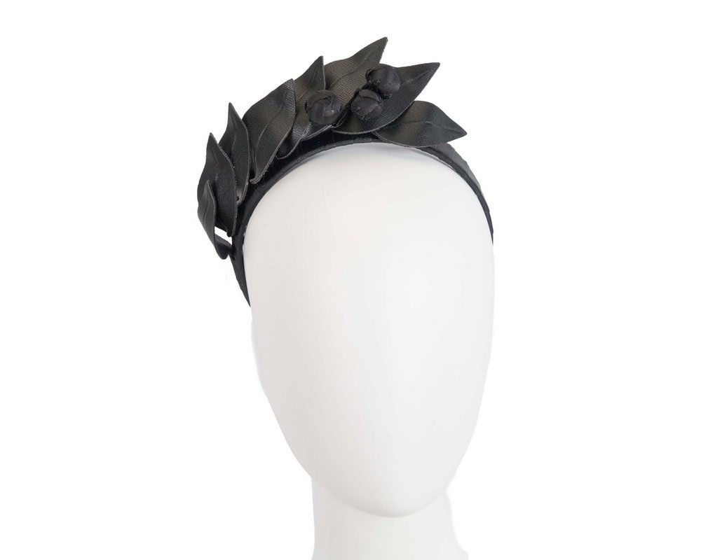 Fascinators Online - Black leather racing fascinator by Max Alexander