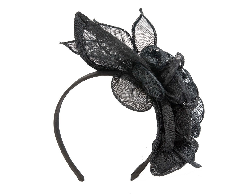 Large black flower headband fascinator by Max Alexander - Image 4