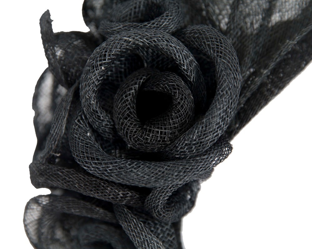 Large black flower headband fascinator by Max Alexander - Image 3