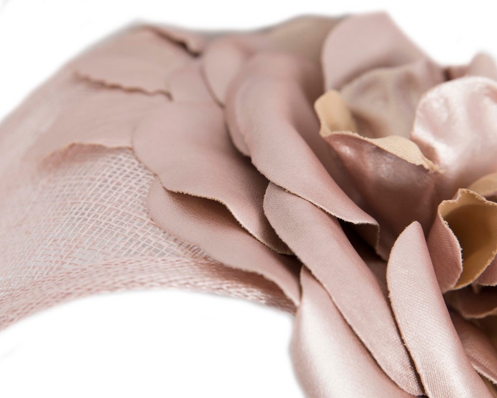 Rose gold leather flower headband fascinator by Max Alexander - Fascinators Online Rose gold leather flower headband fascinator by Max Alexander - Image 4