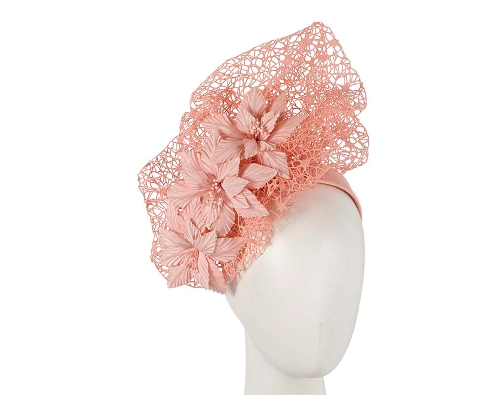 Fascinators Online - Peach pink designers racing fascinator by Fillies Collection