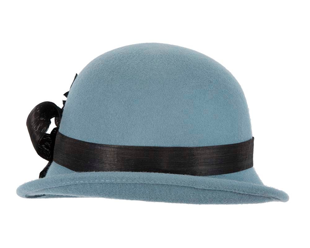 Exclusive blue felt cloche hat with lace by Fillies Collection - Image 3