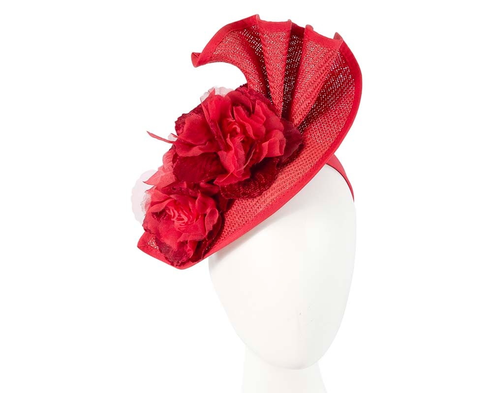 Fascinators Online - Bespoke large red flower fascinator by Fillies Collection