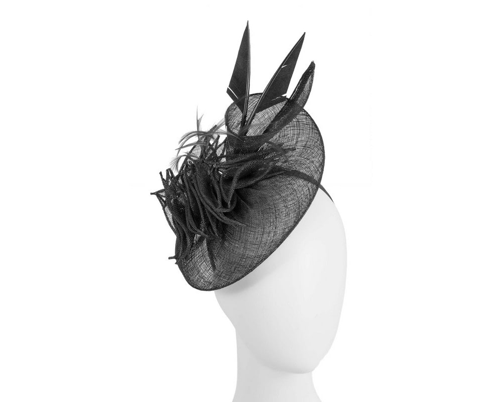 Fascinators Online - Black racing fascinator with feathers by Max Alexander